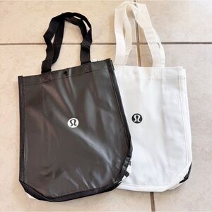 NEW Lululemon Black and White Reusable Tote Bags (TWO)